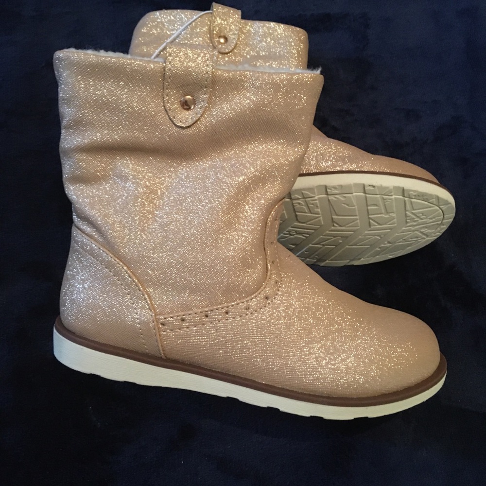 Girls gold sparkle Sherpa-lined boots